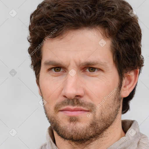 Neutral white adult male with short  brown hair and brown eyes