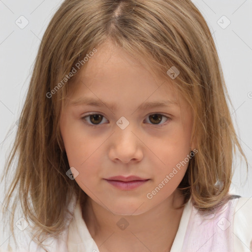 Neutral white child female with medium  brown hair and brown eyes