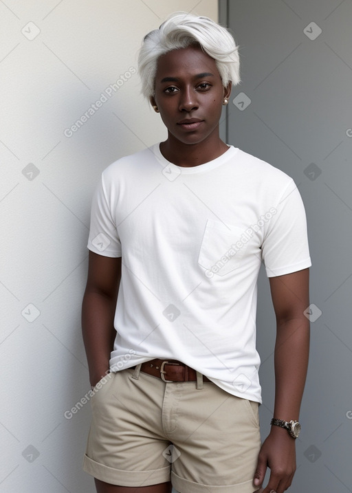 Adult non-binary with  white hair