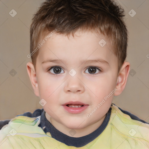 Neutral white child male with short  brown hair and brown eyes