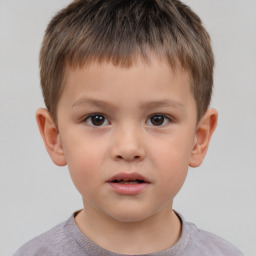 Neutral white child male with short  brown hair and brown eyes