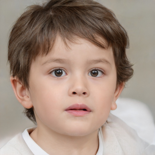 Neutral white child male with medium  brown hair and brown eyes