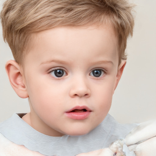 Neutral white child male with short  brown hair and grey eyes