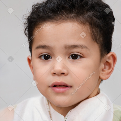 Neutral white child male with short  brown hair and brown eyes