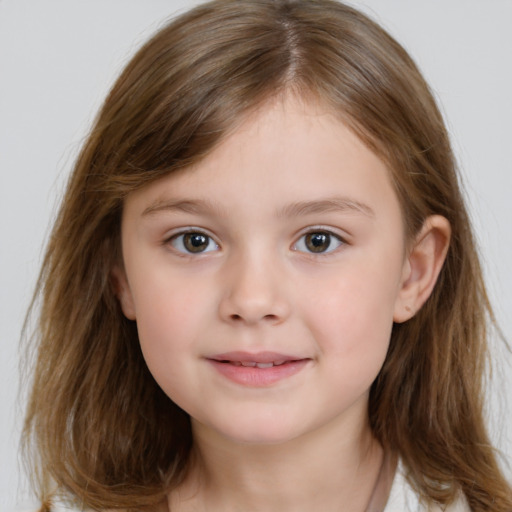 Neutral white child female with medium  brown hair and brown eyes