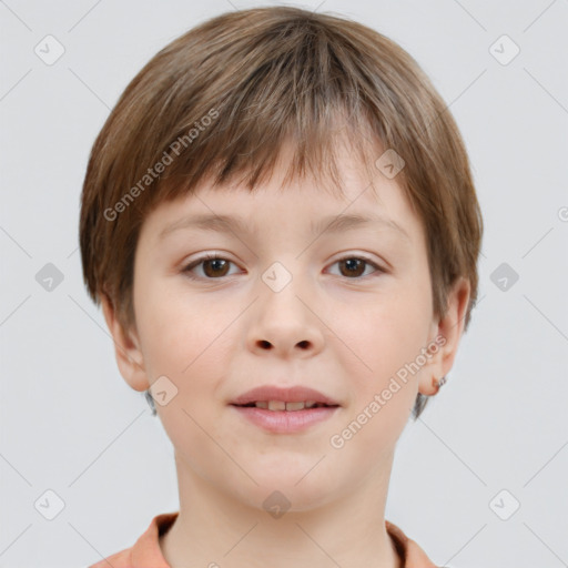 Neutral white child male with short  brown hair and brown eyes