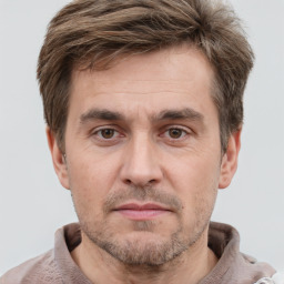 Neutral white adult male with short  brown hair and brown eyes