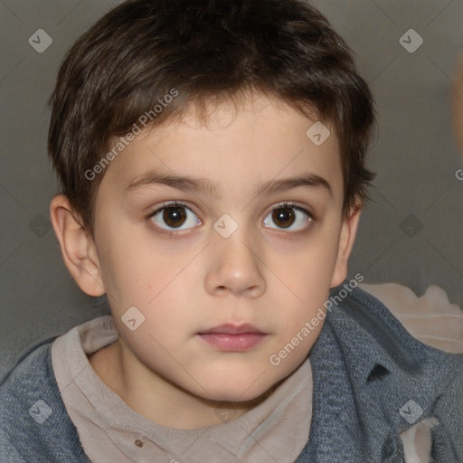 Neutral white child male with short  brown hair and brown eyes