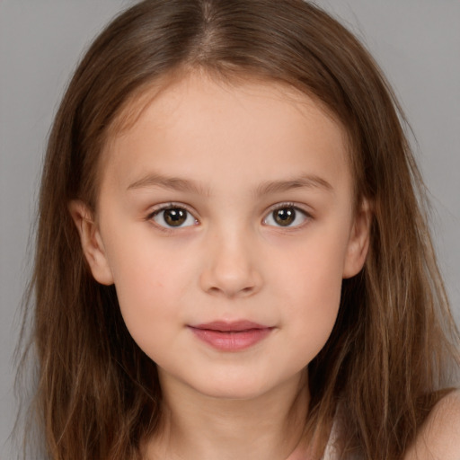 Neutral white child female with medium  brown hair and brown eyes