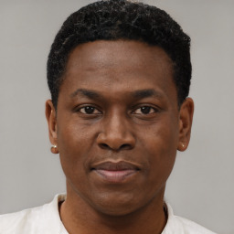 Neutral black young-adult male with short  brown hair and brown eyes