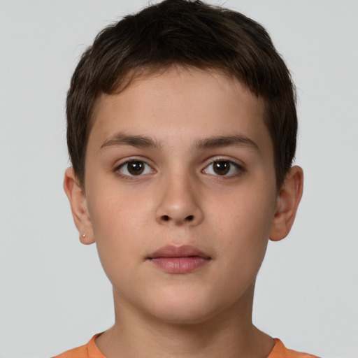 Neutral white child male with short  brown hair and brown eyes