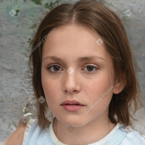 Neutral white child female with medium  brown hair and brown eyes