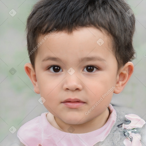 Neutral white child male with short  brown hair and brown eyes