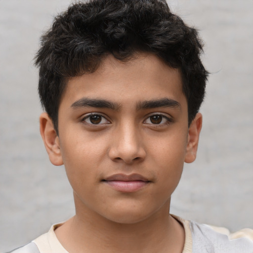 Neutral white child male with short  brown hair and brown eyes