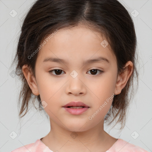 Neutral white child female with medium  brown hair and brown eyes