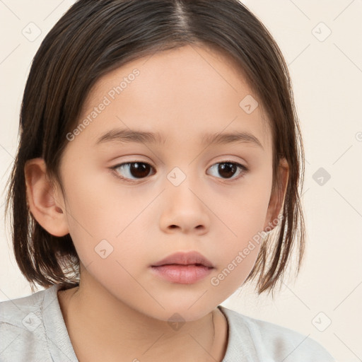 Neutral white child female with medium  brown hair and brown eyes