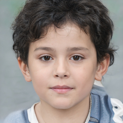 Neutral white child male with medium  brown hair and brown eyes