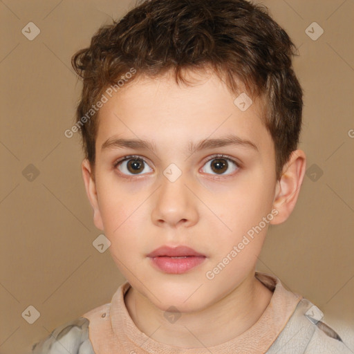 Neutral white child male with short  brown hair and brown eyes