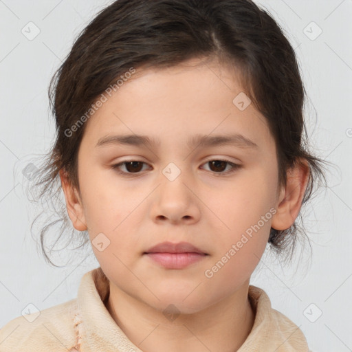 Neutral white child female with medium  brown hair and brown eyes