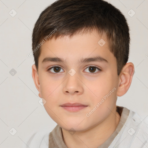 Neutral white child male with short  brown hair and brown eyes