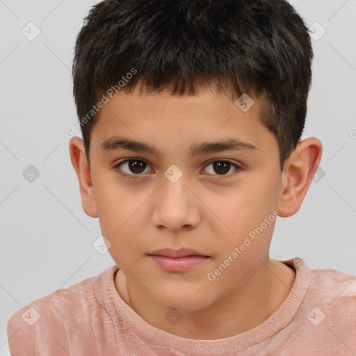 Neutral white child male with short  brown hair and brown eyes