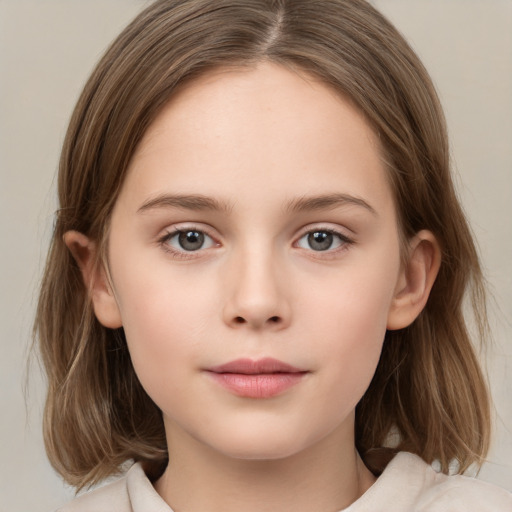 Neutral white child female with medium  brown hair and brown eyes