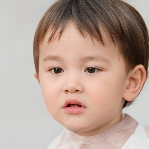 Neutral white child male with short  brown hair and brown eyes