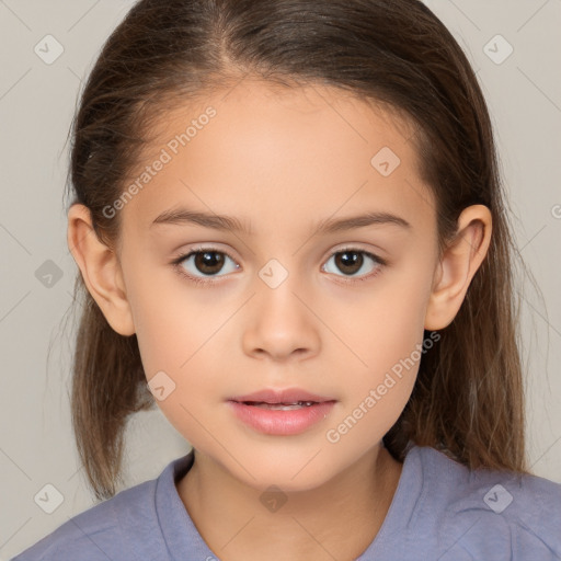 Neutral white child female with medium  brown hair and brown eyes