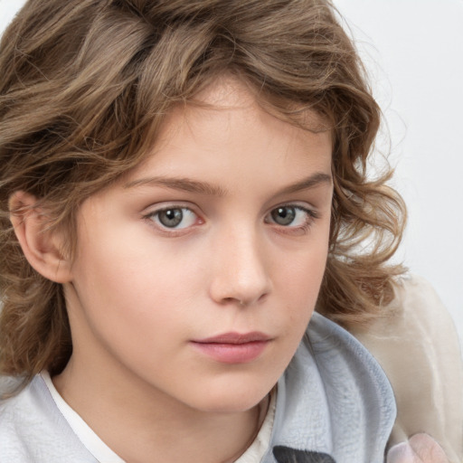 Neutral white child female with medium  brown hair and brown eyes