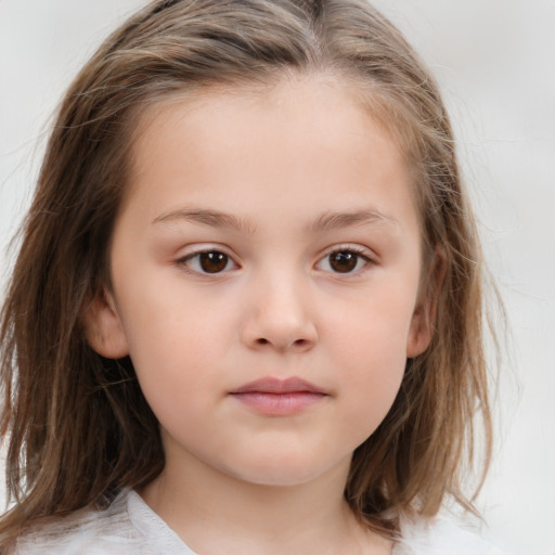 Neutral white child female with medium  brown hair and brown eyes