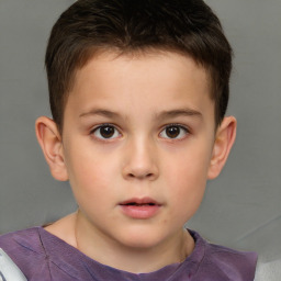 Neutral white child male with short  brown hair and brown eyes