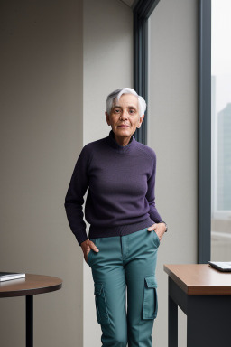 Elderly non-binary with  gray hair