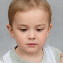 Neutral white child female with short  brown hair and brown eyes