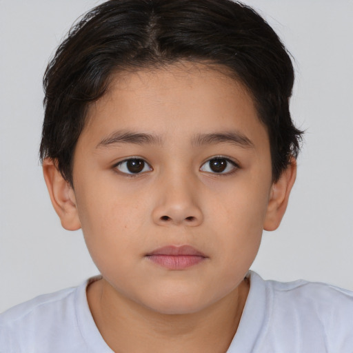 Neutral white child female with short  brown hair and brown eyes