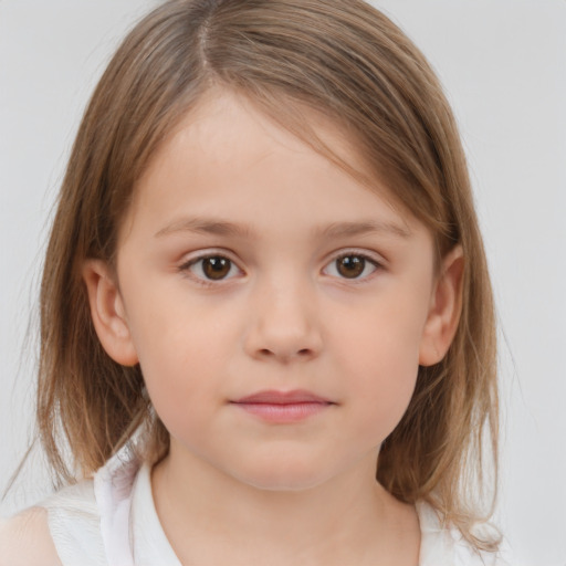 Neutral white child female with medium  brown hair and brown eyes