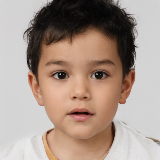 Neutral white child male with short  brown hair and brown eyes