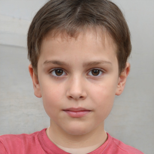 Neutral white child male with short  brown hair and brown eyes