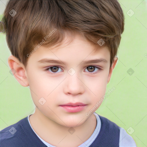 Neutral white child male with short  brown hair and brown eyes