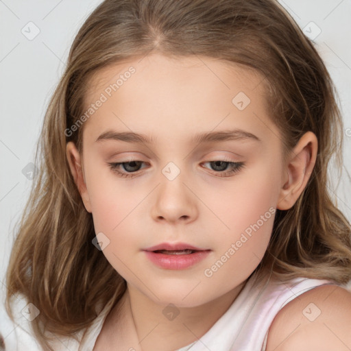 Neutral white child female with medium  brown hair and brown eyes