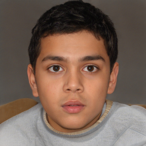 Neutral latino child male with short  brown hair and brown eyes