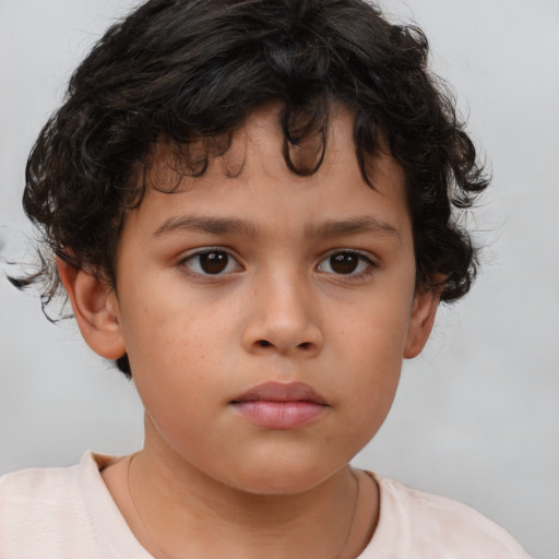 Neutral white child male with short  brown hair and brown eyes