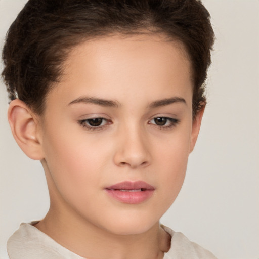 Neutral white young-adult female with short  brown hair and brown eyes