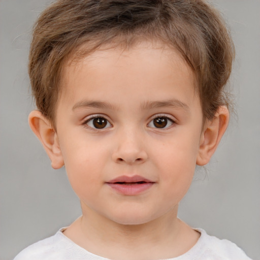 Neutral white child male with short  brown hair and brown eyes