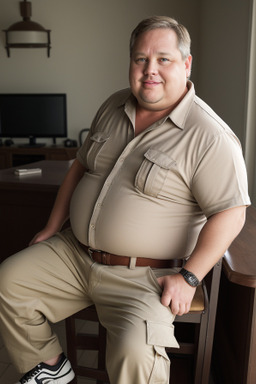 Caucasian middle-aged male with  brown hair