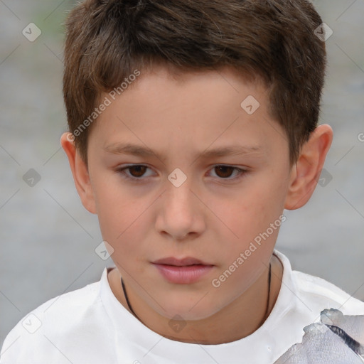 Neutral white child male with short  brown hair and brown eyes