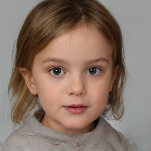 Neutral white child female with medium  brown hair and brown eyes