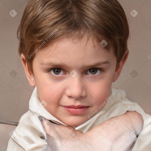 Neutral white child male with short  brown hair and brown eyes