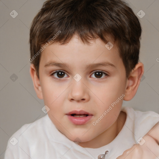 Neutral white child male with short  brown hair and brown eyes