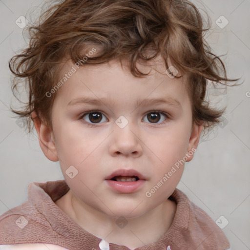 Neutral white child male with short  brown hair and brown eyes