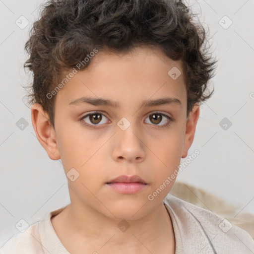 Neutral white child male with short  brown hair and brown eyes